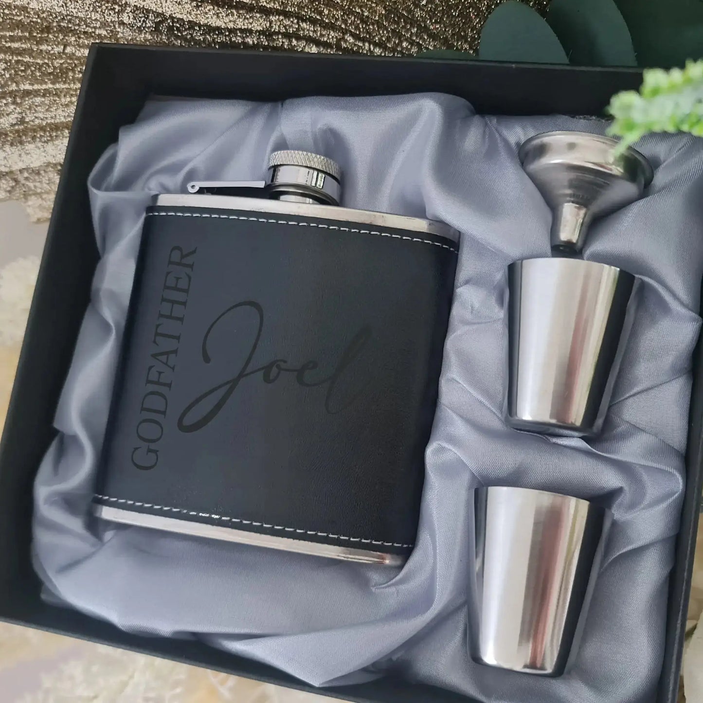 6oz Personalised Flask With Gift Set Evermore Gifts & Favours