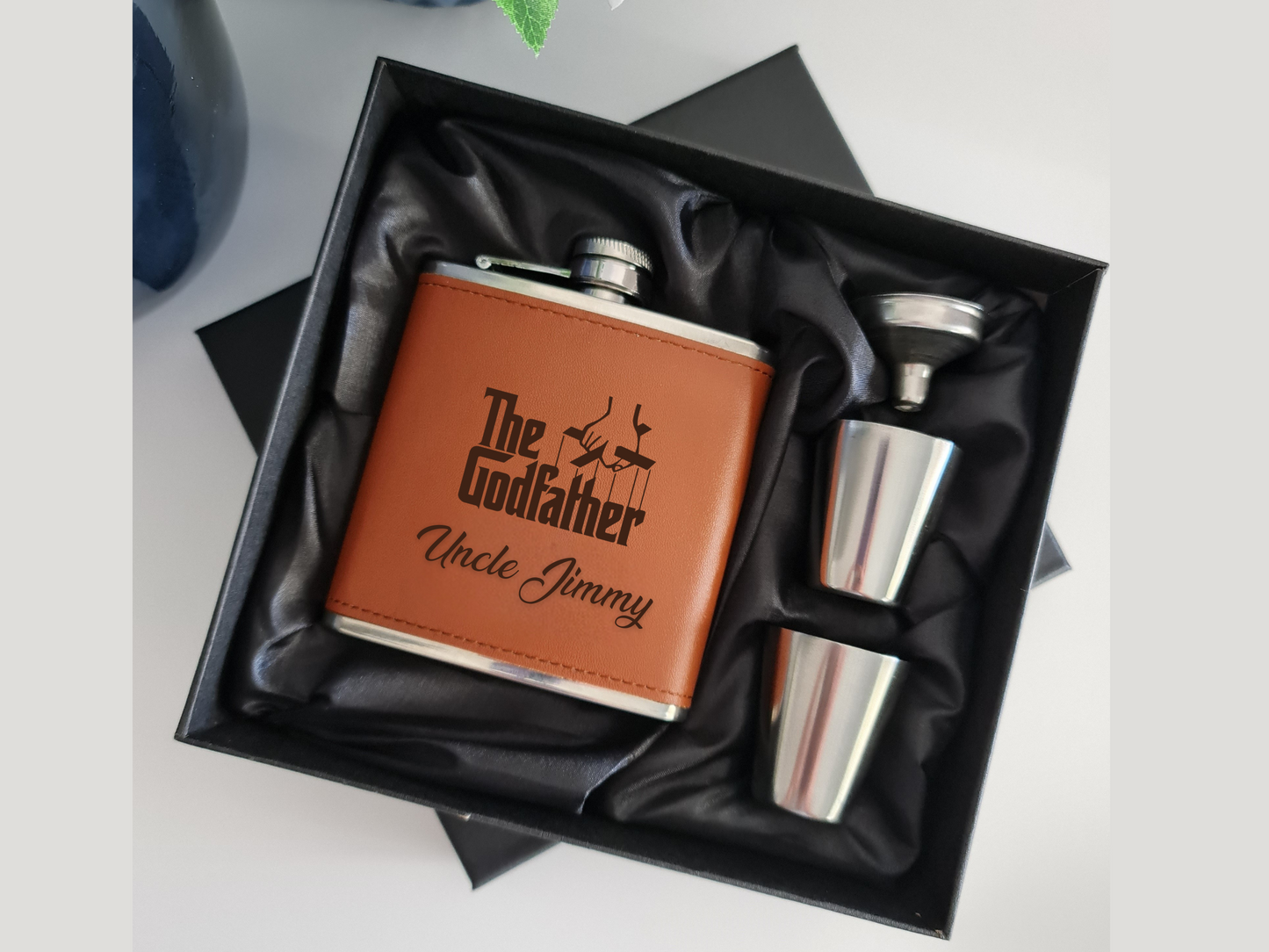 6oz Personalised Flask With Gift Set