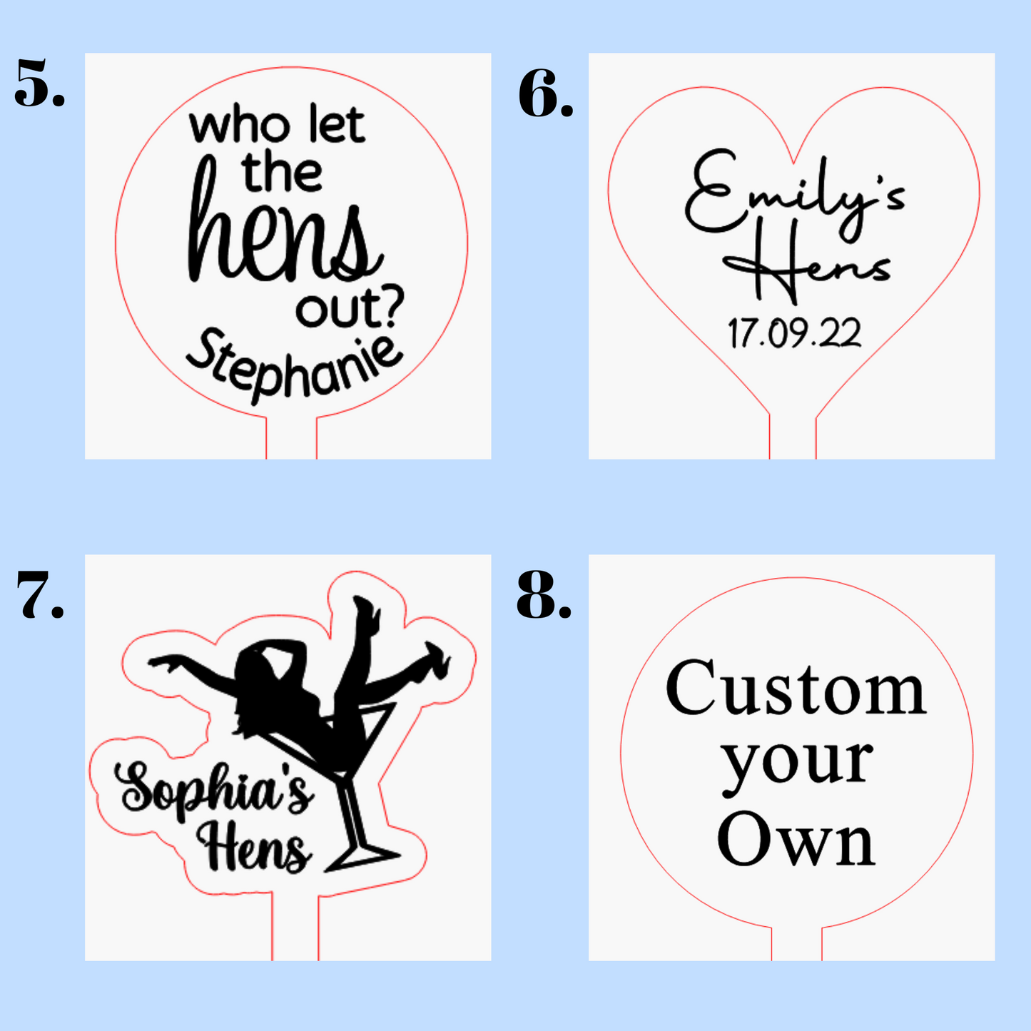 Personalised Birthday Drink Stirrers – Custom Acrylic Swizzle Sticks