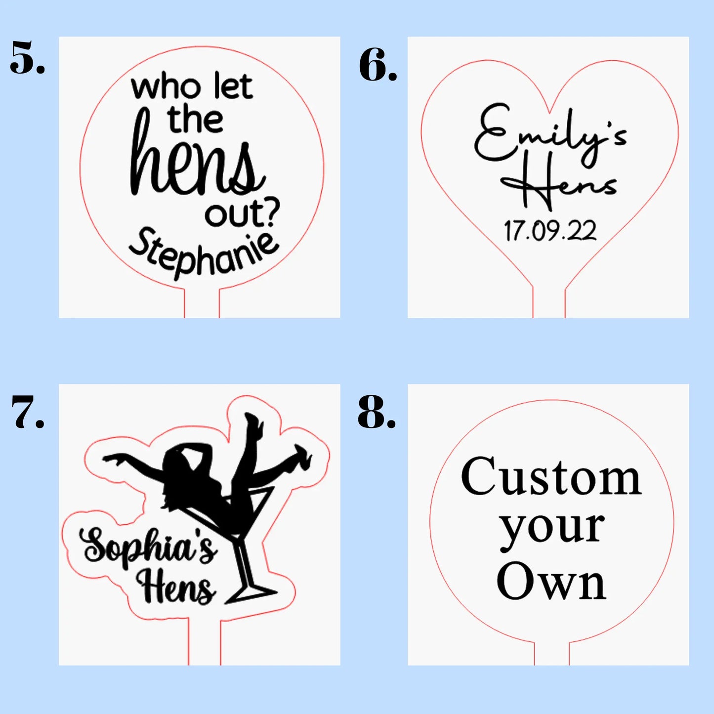 Personalised Birthday Drink Stirrers – Custom Acrylic Swizzle Sticks Evermore Gifts & Favours