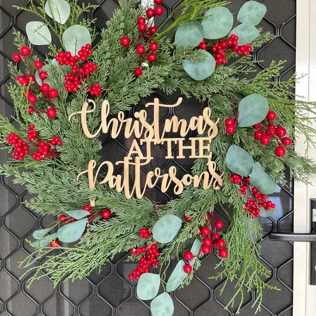 Festive Family Wreath Sign – Personalised Christmas Decor Evermore Gifts & Favours