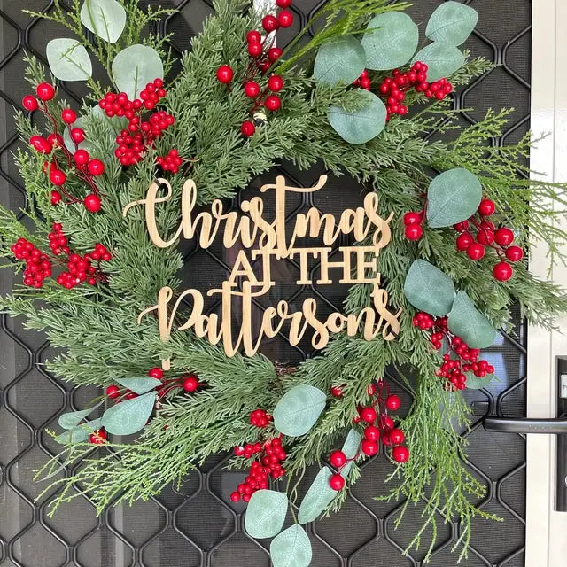 Festive Family Wreath Sign – Personalised Christmas Decor Evermore Gifts & Favours