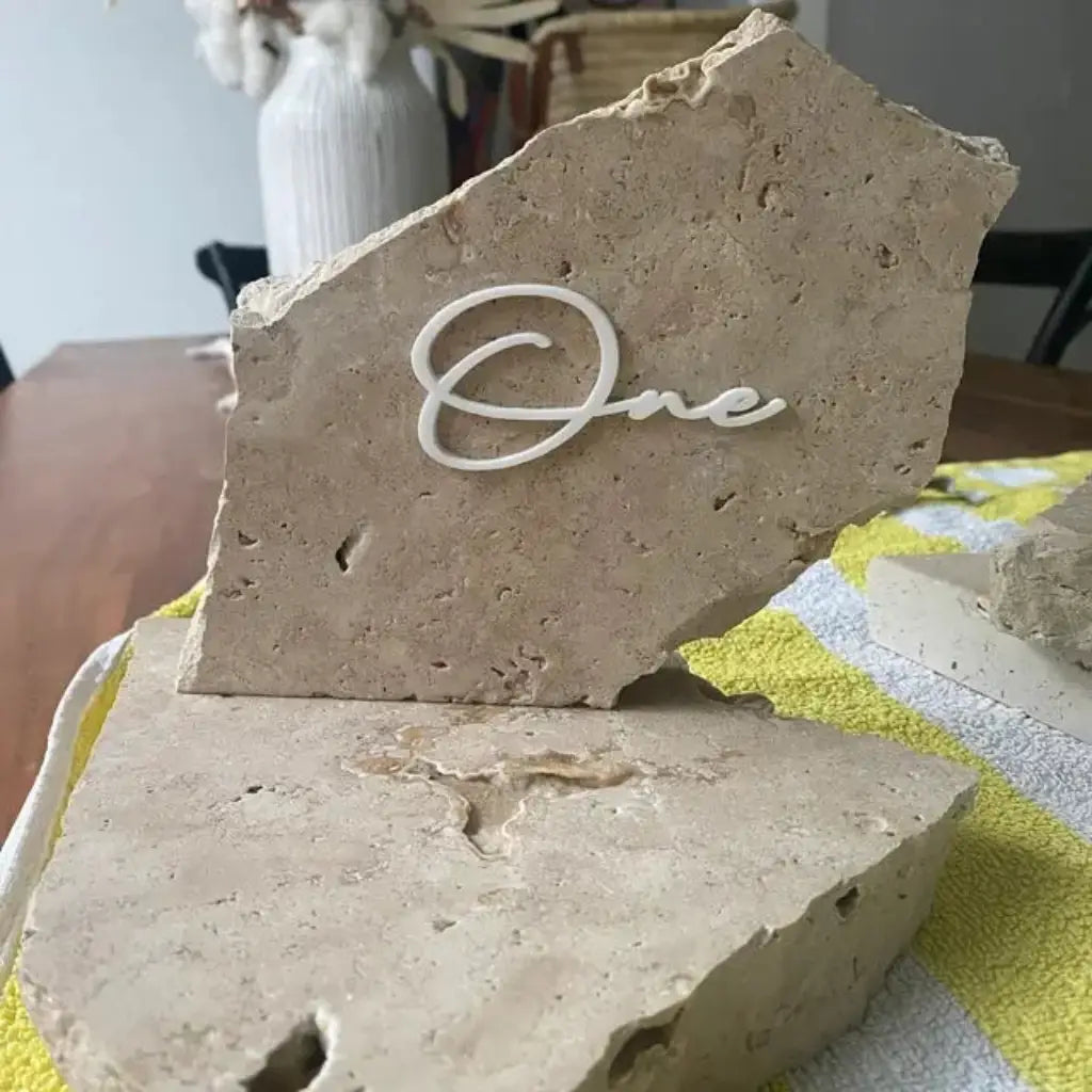 Travertine Stone Table Numbers/Wording (Stones Not Included) Evermore Gifts & Favours
