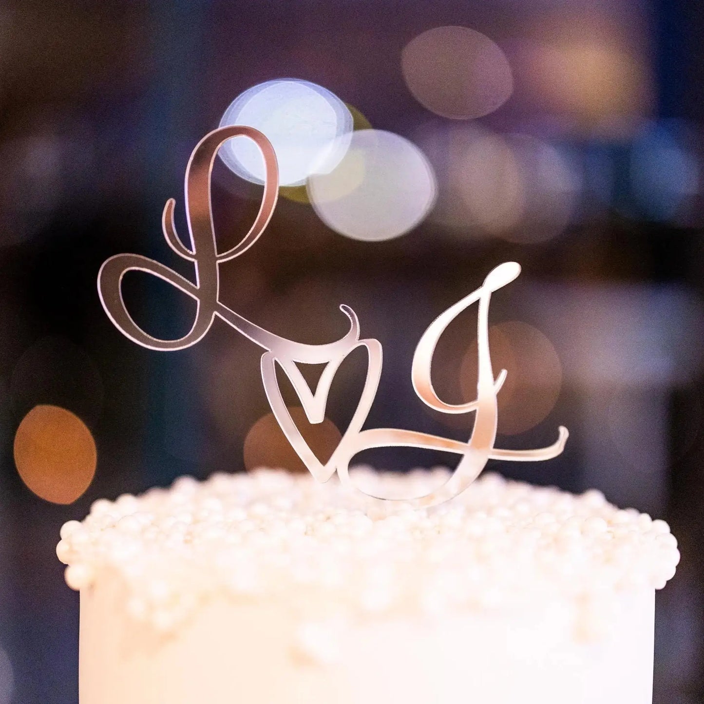 Initials with Heart Cake Topper | Personalised Acrylic Wedding Evermore Gifts & Favours