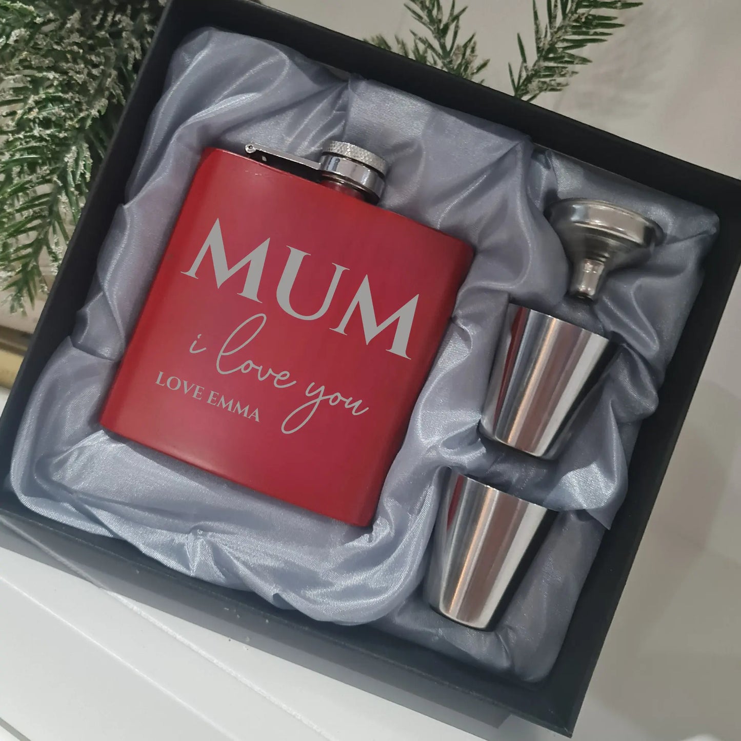 Engraved Flask Gift Set – Personalised Stainless Steel Design Evermore Gifts & Favours