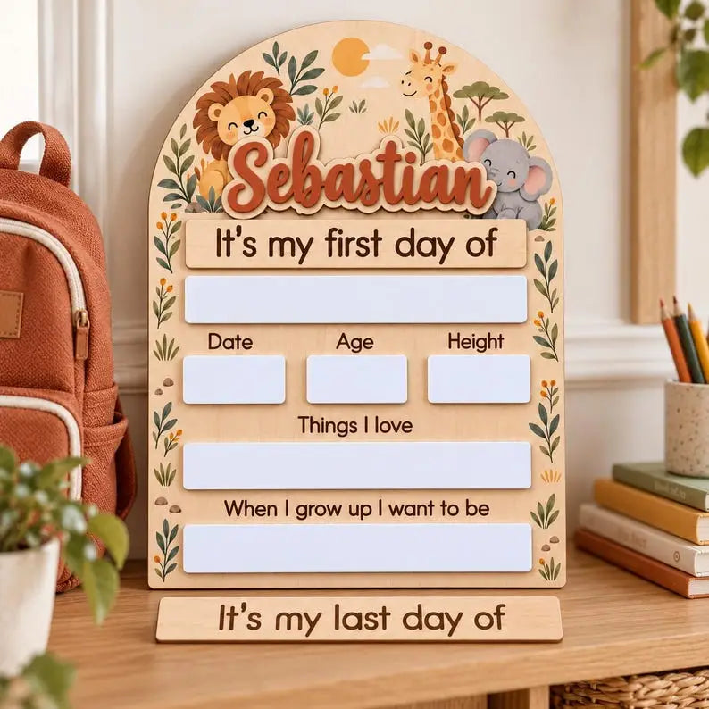 Personalised Safari First Day of School Board
