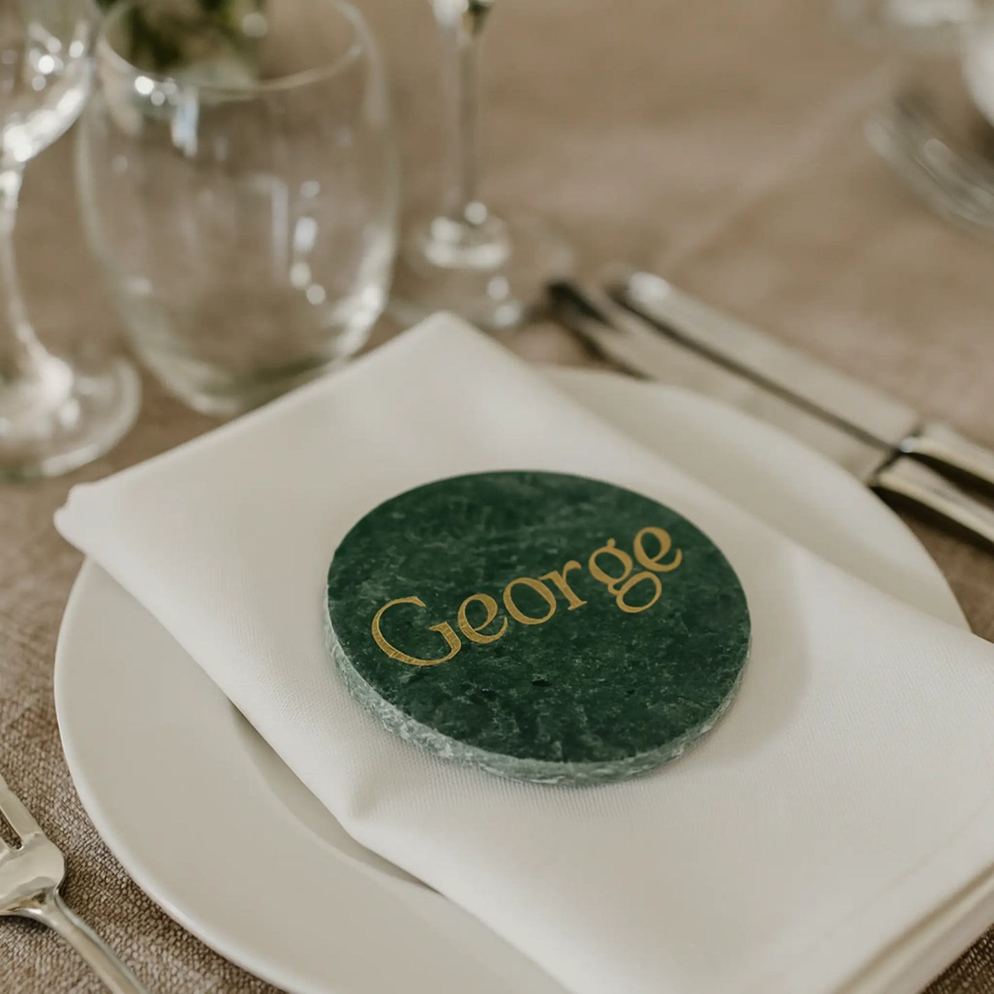 Personalised Marble Coaster Place Cards – Custom Name Etched or Printed – Wedding Guest Favours & Table Décor Evermore Gifts & Favours