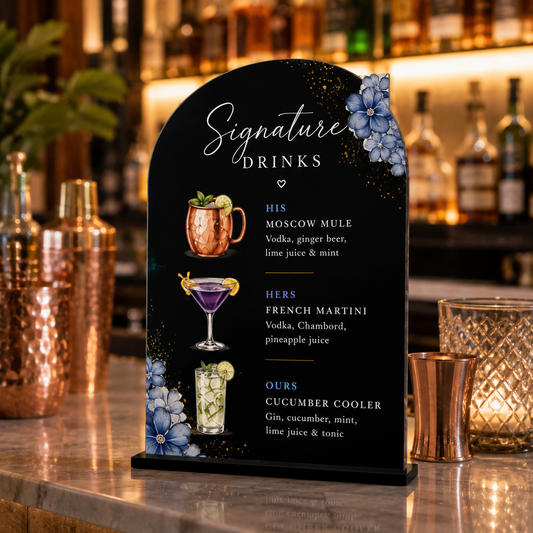 Printed Bar Menu Sign – Modern Acrylic Bar Sign for Events