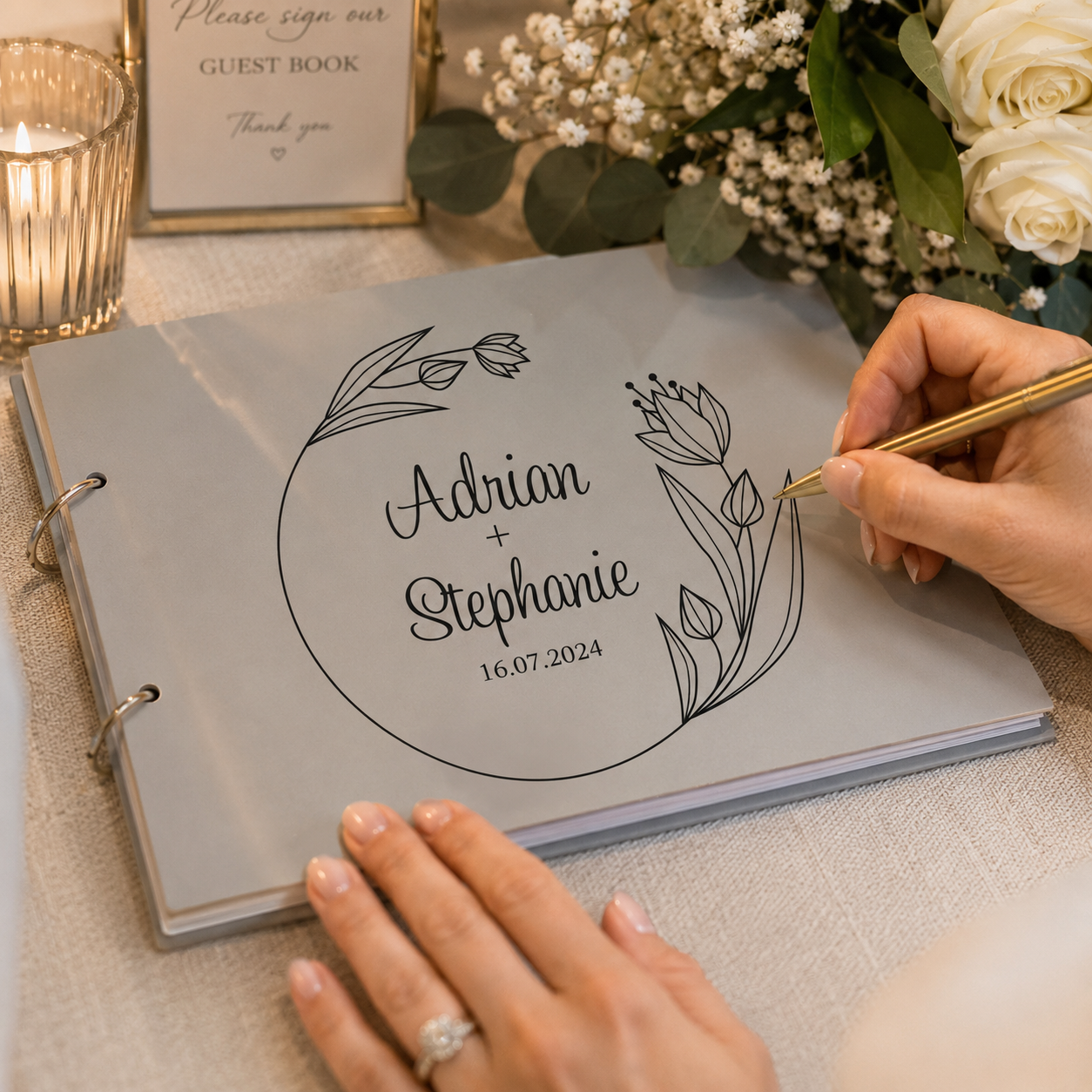 Personalised Wedding Guest Book – Custom Acrylic or Timber Design