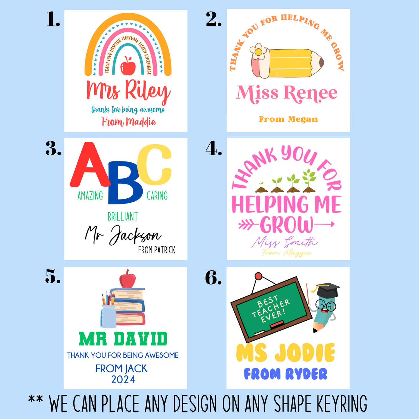 Personalised Teacher Key Ring – Custom Printed Gift