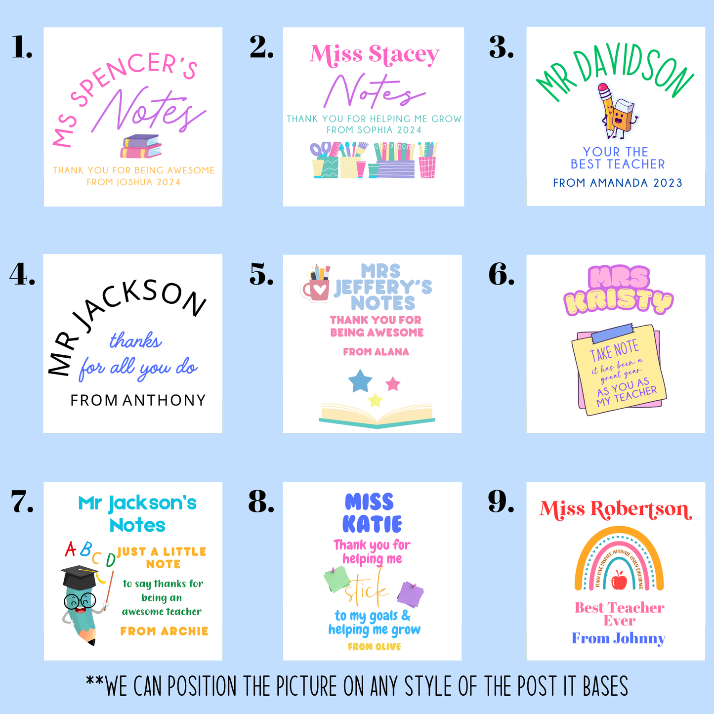 Personalised Laser Cut Teacher Post-it Holder – Custom Desk Organiser Gift