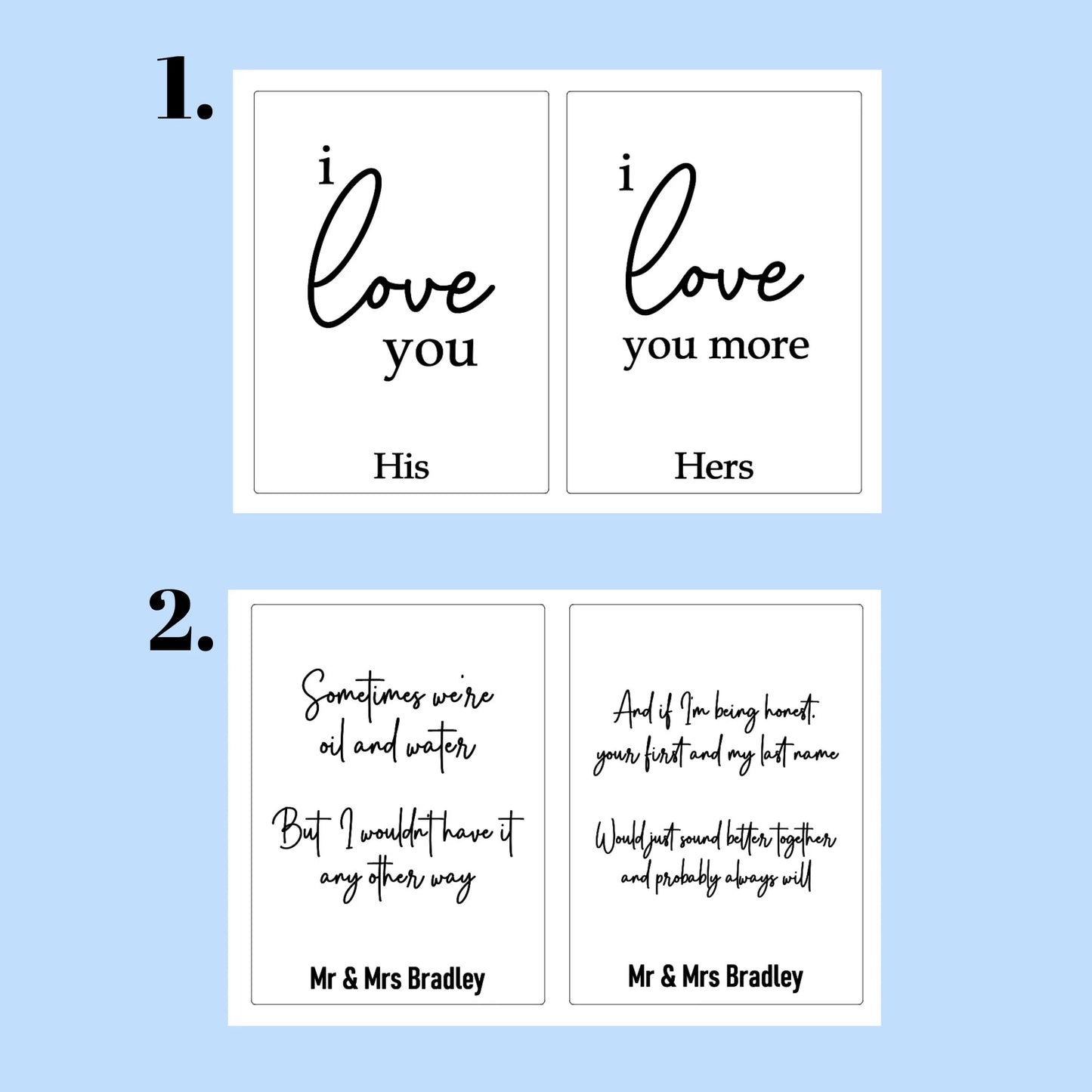 Custom Wedding Vow Holders – Bride & Groom Matching Set