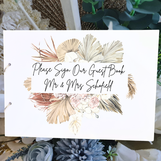 Rustic Wedding Guest Book – Timber Cover with Laser Etched Details