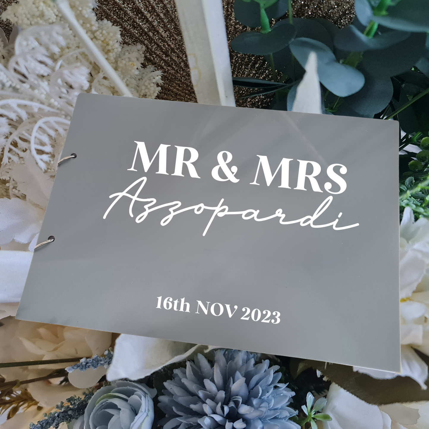 Custom Engagement Guest Book – Acrylic or Wooden Cover Options