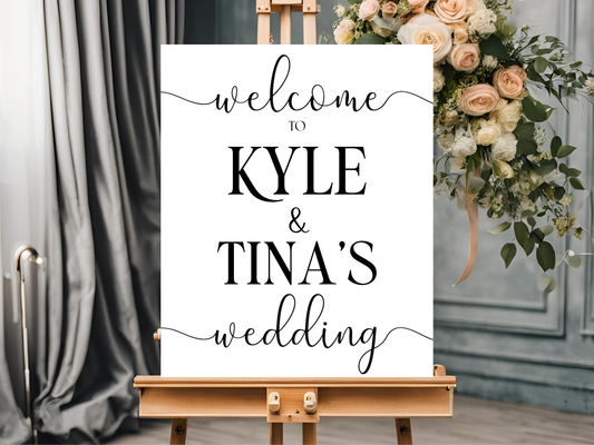 Minimalist Wedding Welcome Sign – Custom Names and Dates