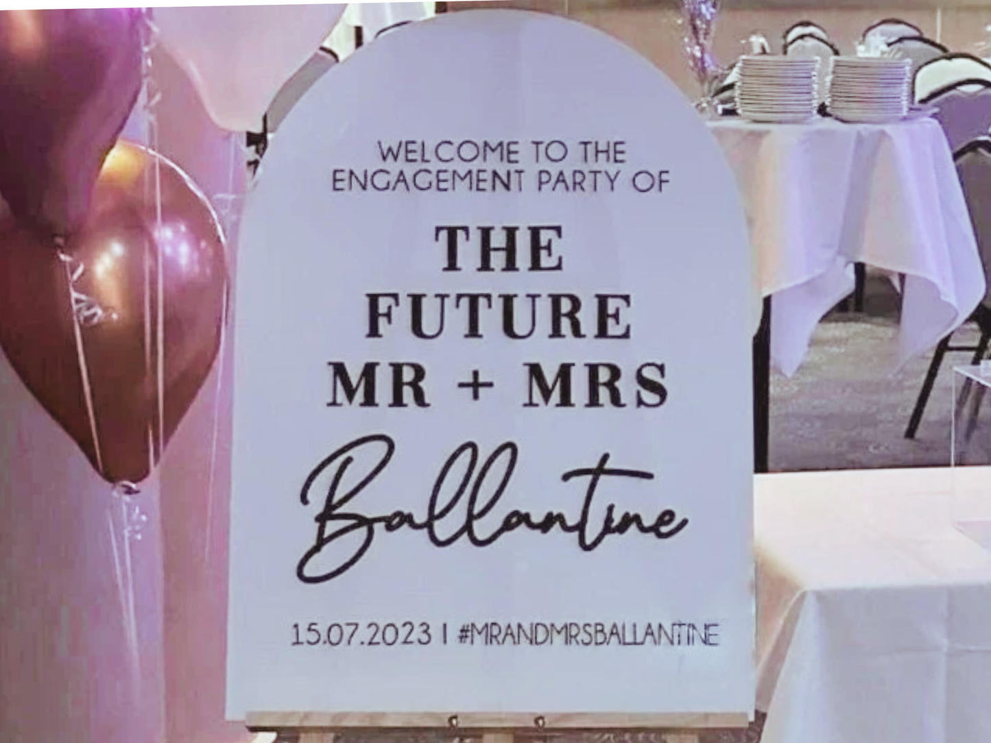 Modern Wedding Welcome Sign – Acrylic Signage with Personal Details