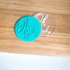 Oh Baby Fondant Stamp – Custom Cookie or Cupcake Debosser for Baby Shower or Gender Reveal