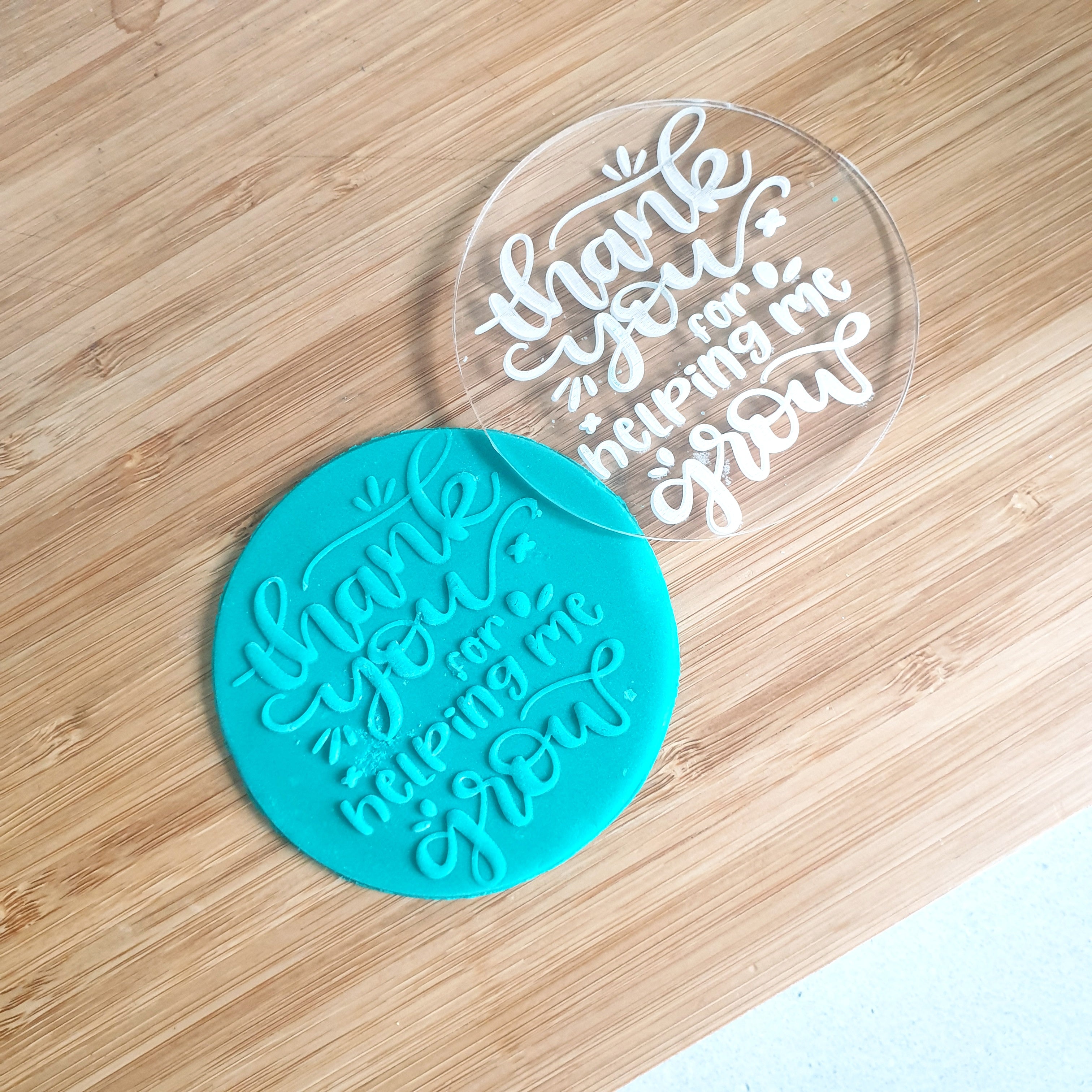 Thank You Teacher Fondant Debosser – Personalised Cookie Stamp for Teacher Appreciation and Classroom Treats