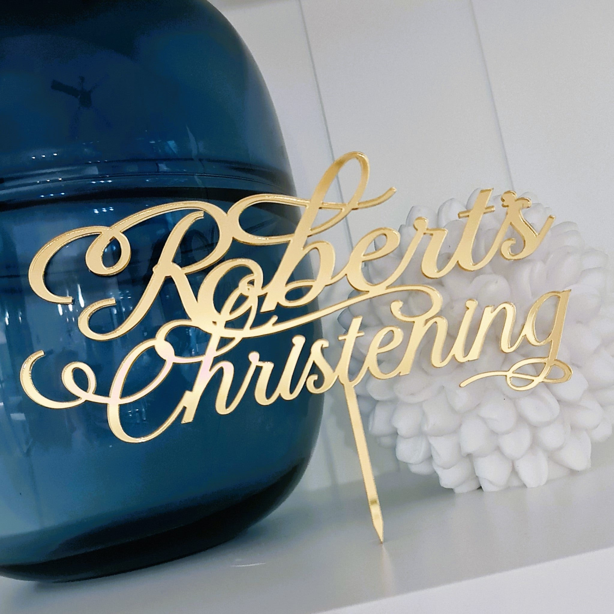 Acrylic Baptism Cake Topper – Modern Font with Optional Cross