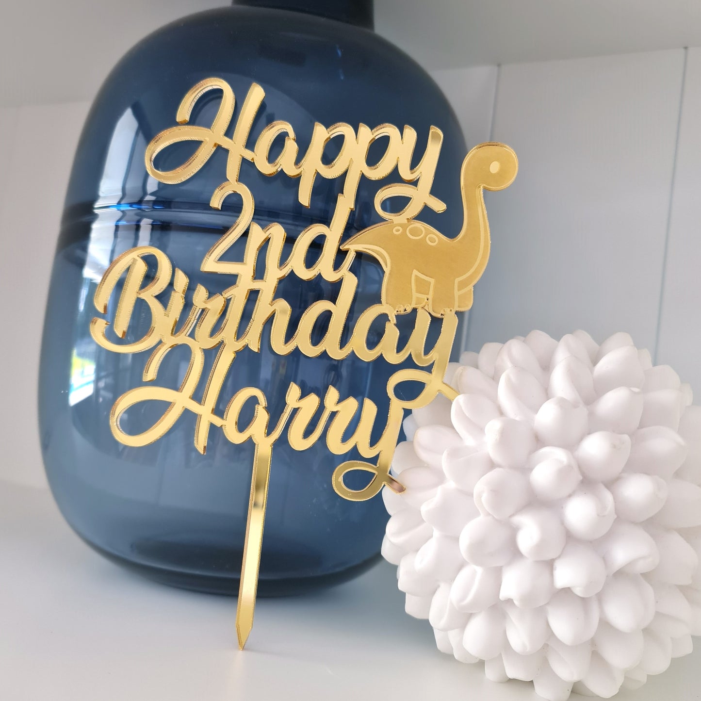 Dinosaur Birthday Cake Topper – Kids Themed Acrylic Topper