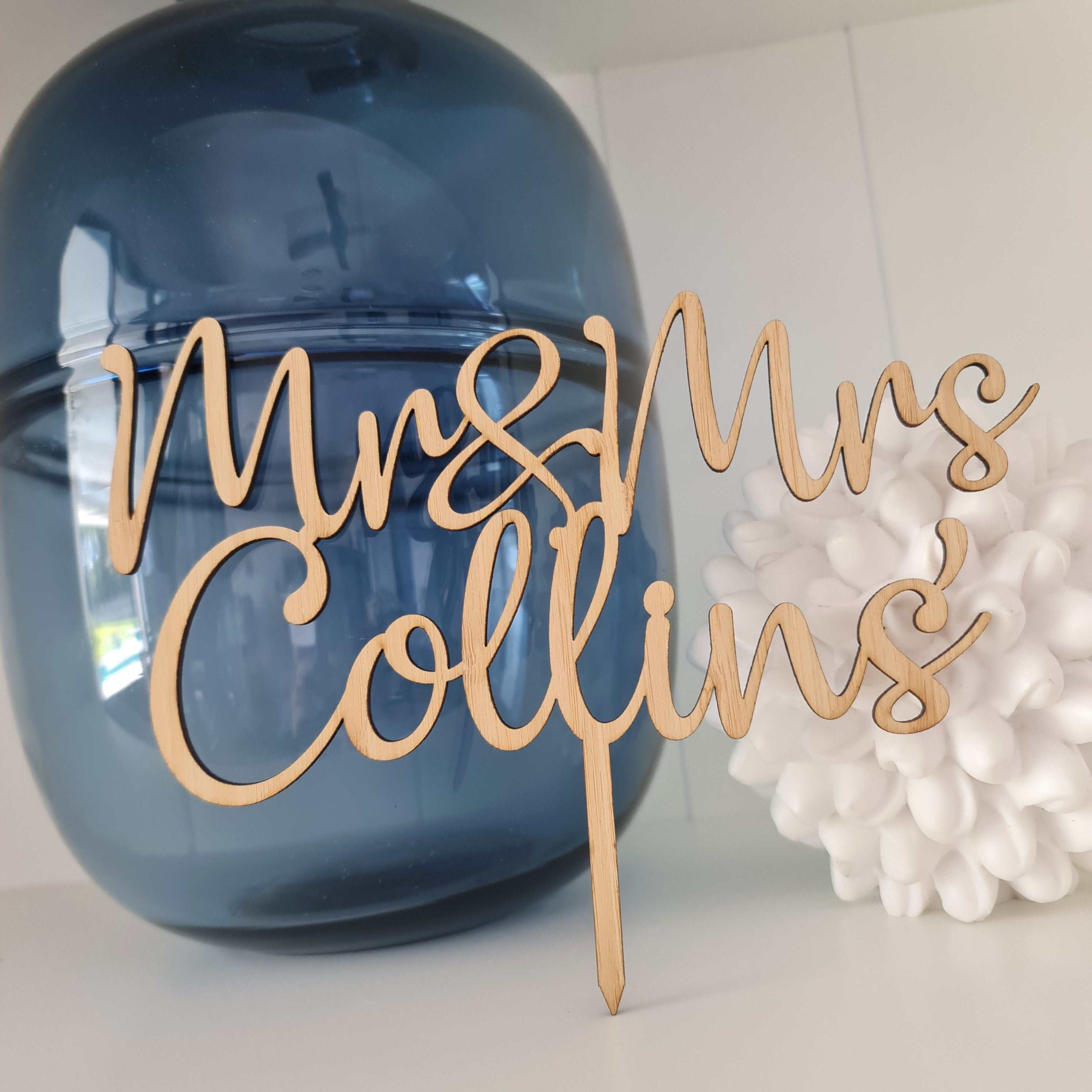 Engagement Cake Topper – Custom Names in Acrylic or Mirror Finish