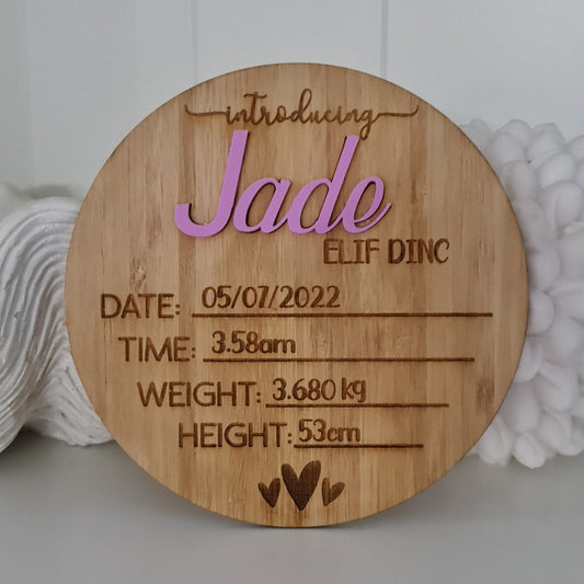 Custom Newborn Name Reveal Plaque – Baby Birth Announcement