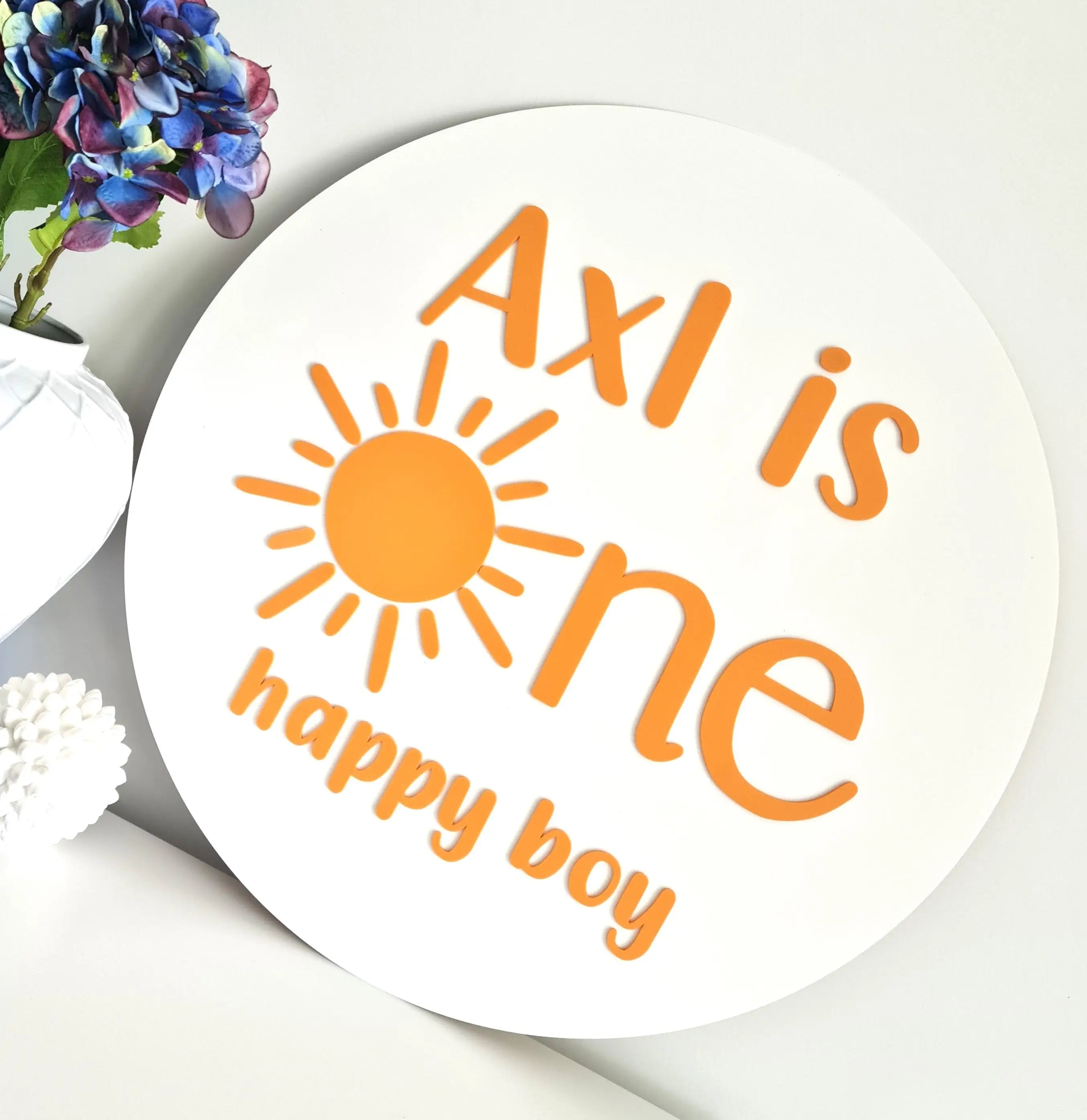 Round Happy Birthday Sign – Personalised Acrylic or Timber Design