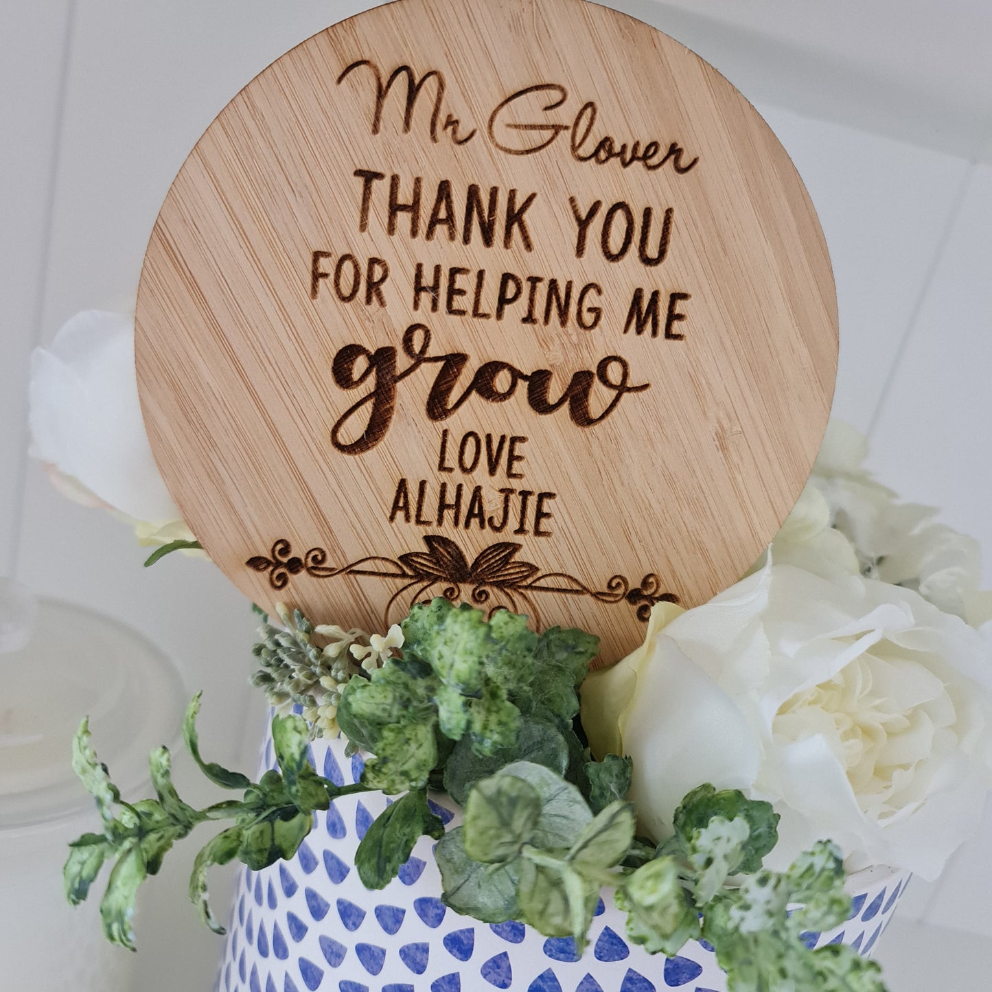 Custom Teacher Gift Planter Stick – Acrylic or Wooden Design