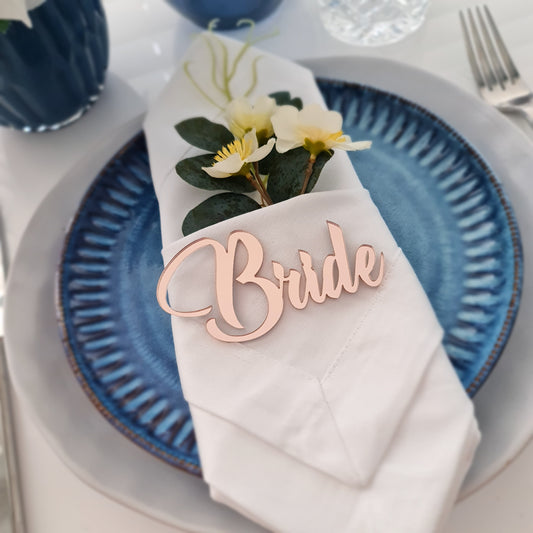 Personalised Wedding Place Name Cards – Elegant Acrylic & Timber Options