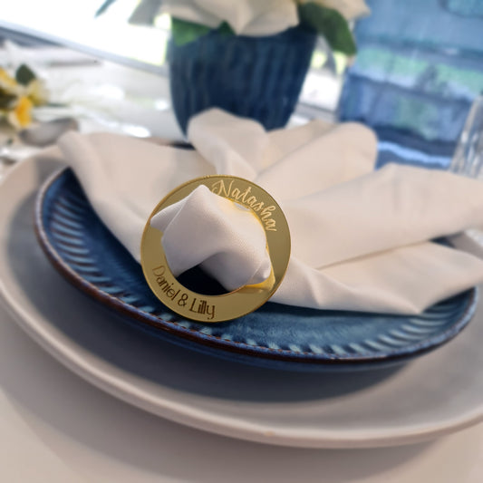 Personalised Wedding Napkin Holders – Custom Acrylic or Timber Name Rings