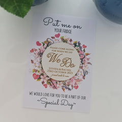 Rustic Save the Date Disk – Laser Engraved Timber with Magnet Back