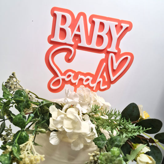 Custom Baby Shower Name Cake Topper – Personalised for Your Event