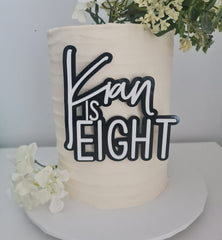 8th Birthday Cake Topper – Glam Double Layer Acrylic Design