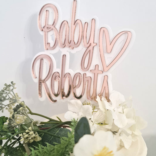 Oh Baby Cake Topper – Modern Baby Shower Topper in Your Choice of Colour