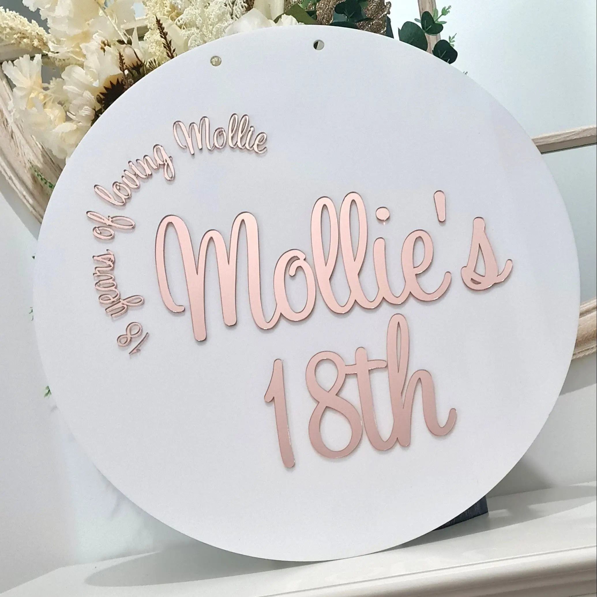 Elegant Round Birthday Sign – Personalised Script Font