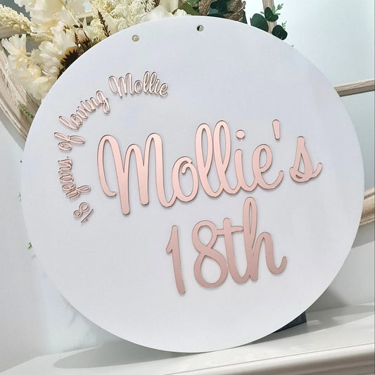 Elegant Round Birthday Sign – Personalised Script Font