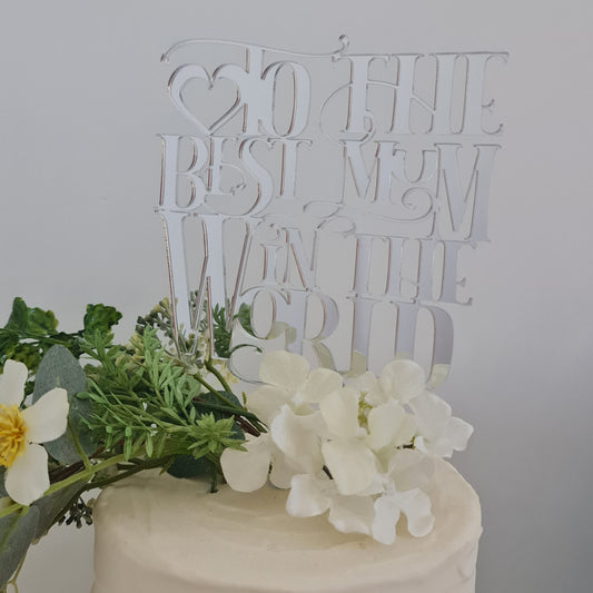 Custom Mother’s Day Cake Topper – Elegant Acrylic or Wooden Design