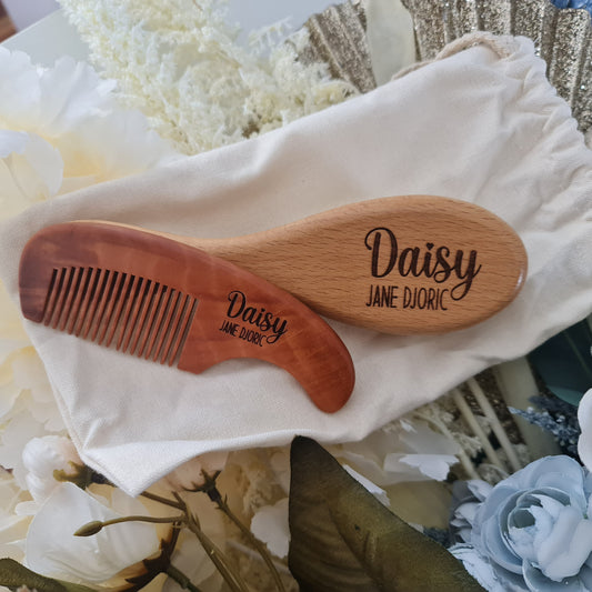 Engraved Baby Comb and Brush Set – Personalised Keepsake Gift