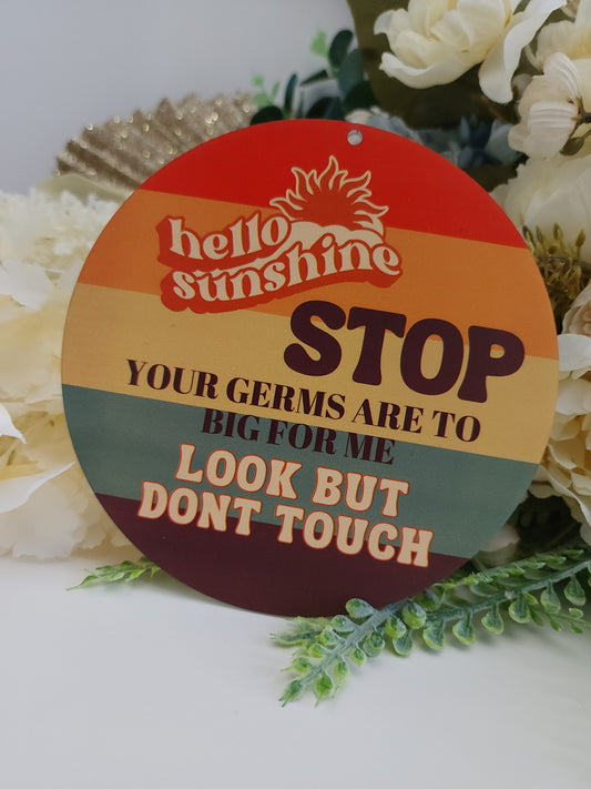 Germ-Free Zone Baby Sign – Personalised Pram or Stroller Plaque