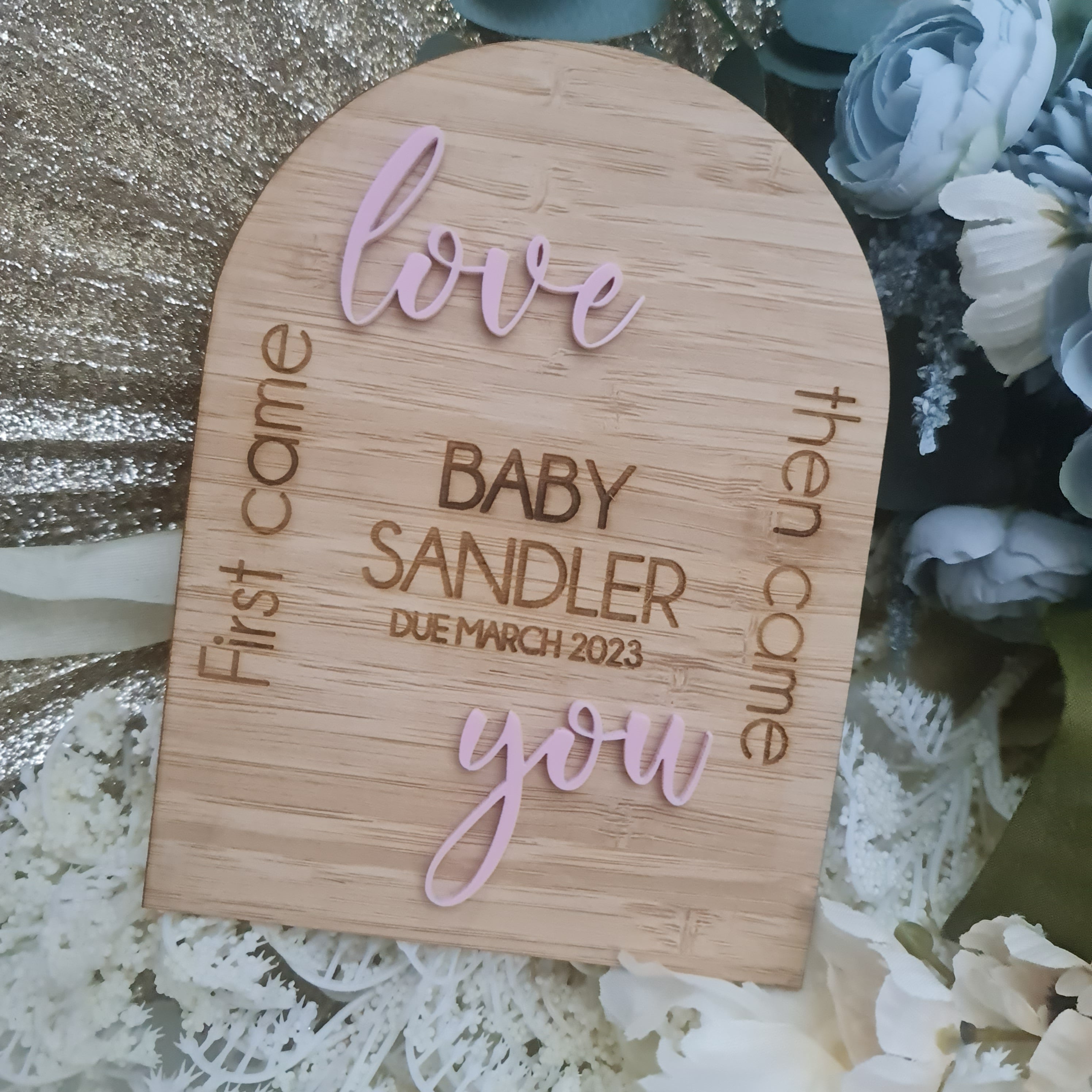 Personalised Birth Announcement Disc – Baby Name & Date Plaque