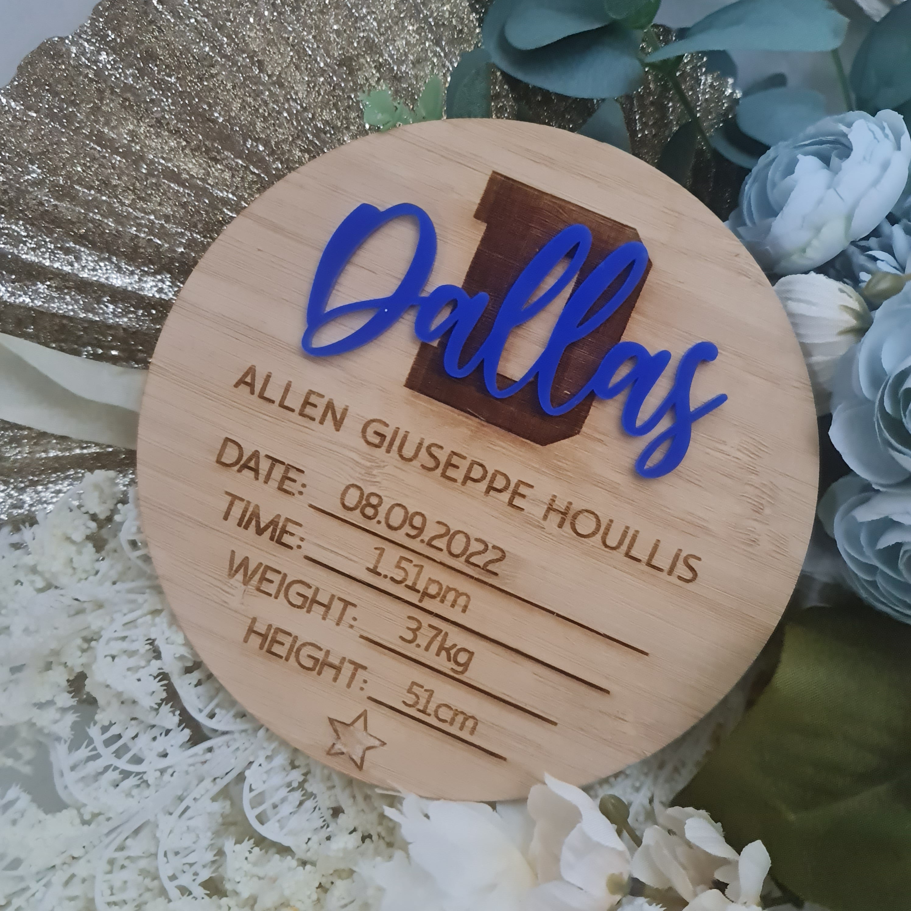 Acrylic Baby Announcement Plaque – Custom Newborn Reveal Disc