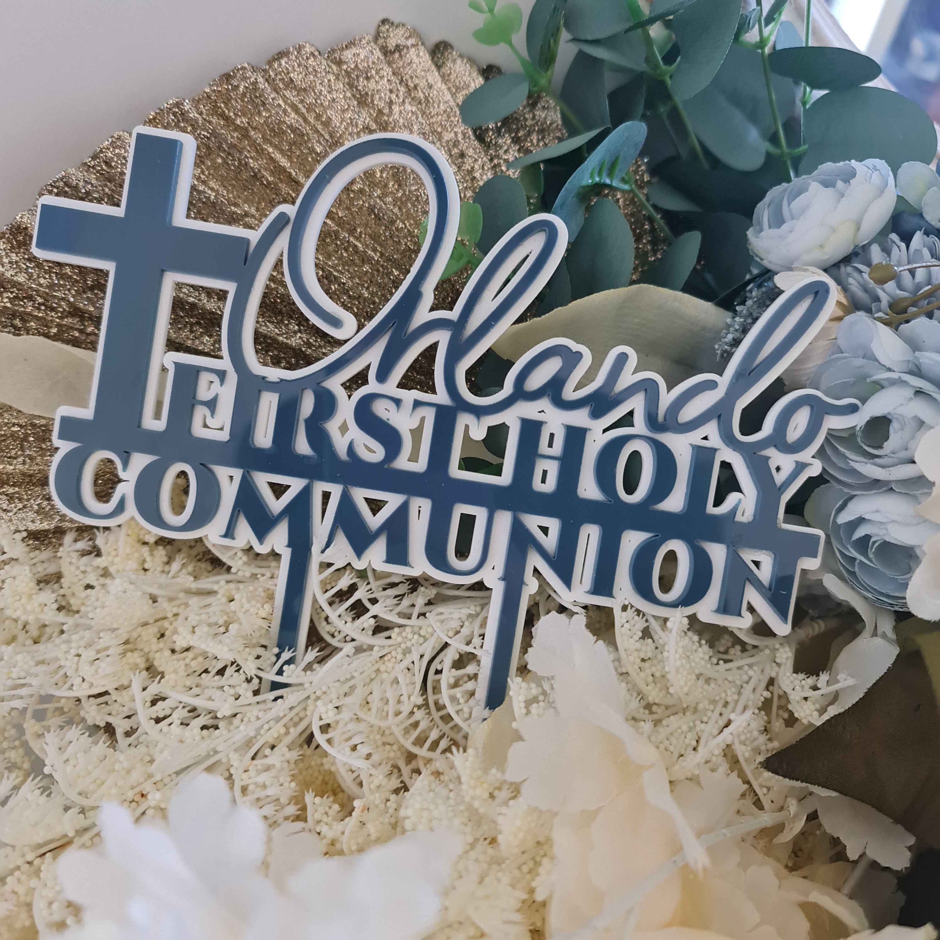 First Communion Cake Topper – Custom Religious Celebration Topper