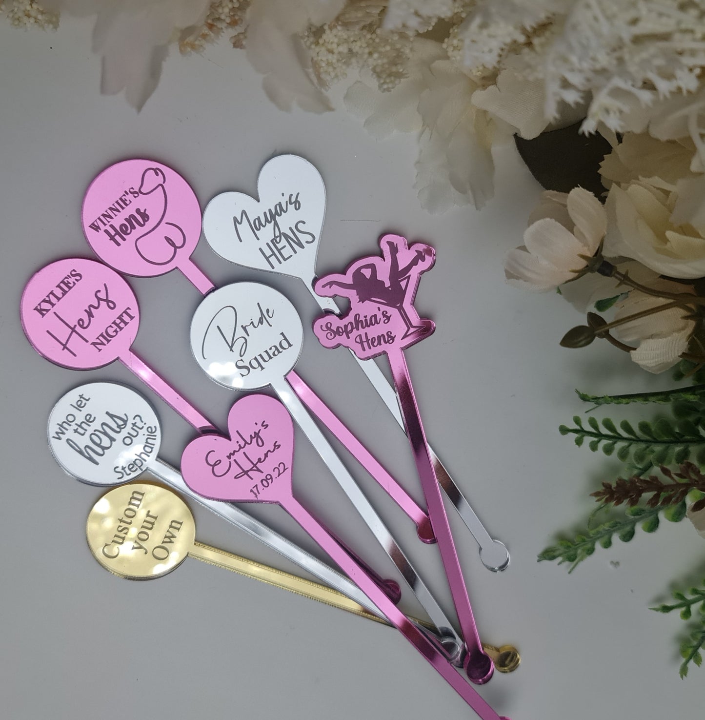 Personalised Birthday Drink Stirrers – Custom Acrylic Swizzle Sticks
