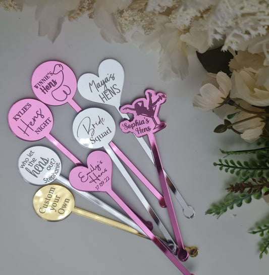 Personalised Birthday Drink Stirrers – Custom Acrylic Swizzle Sticks