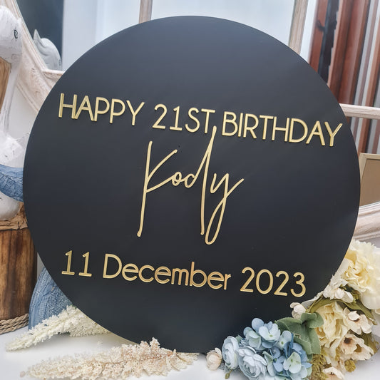 Round Glitter Acrylic Birthday Sign – Sparkling Party Accent