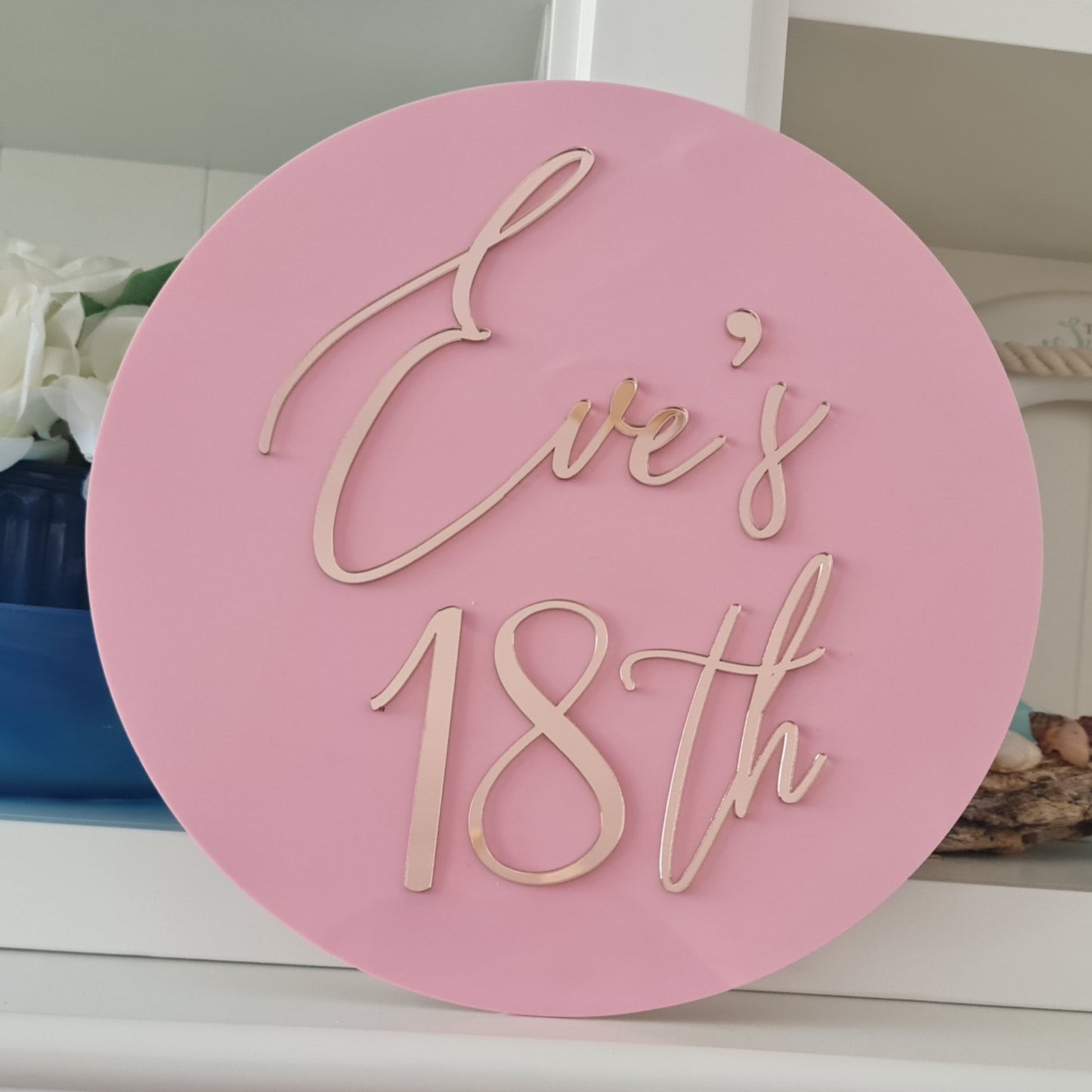 Round Happy Birthday Sign – Personalised Acrylic or Timber Design