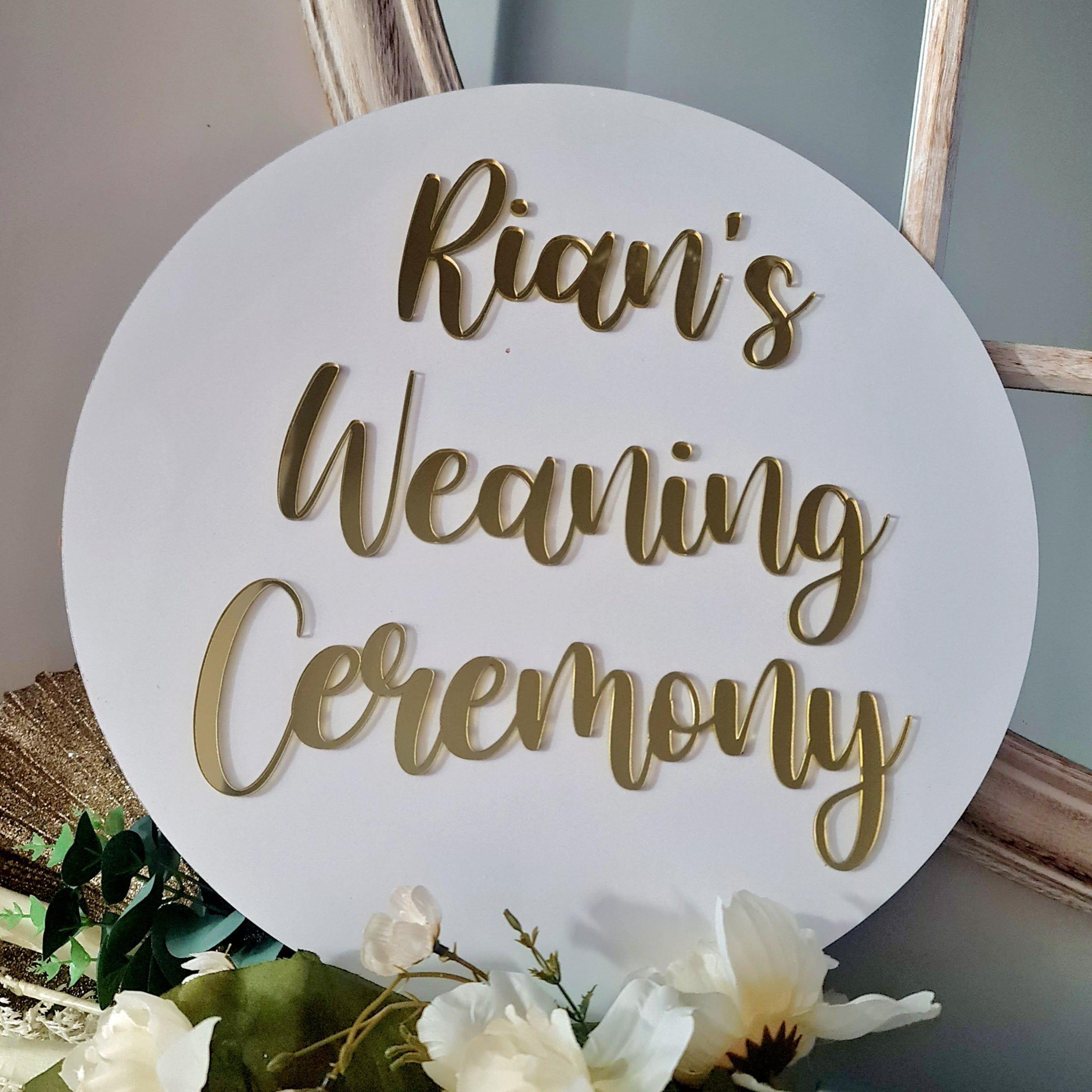 Weaning Ceremony Welcome Sign – Personalised Acrylic or Timber Sign for Baby’s First Food Celebration