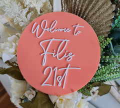 21st Birthday Round Sign – Mirror Acrylic or Timber Option