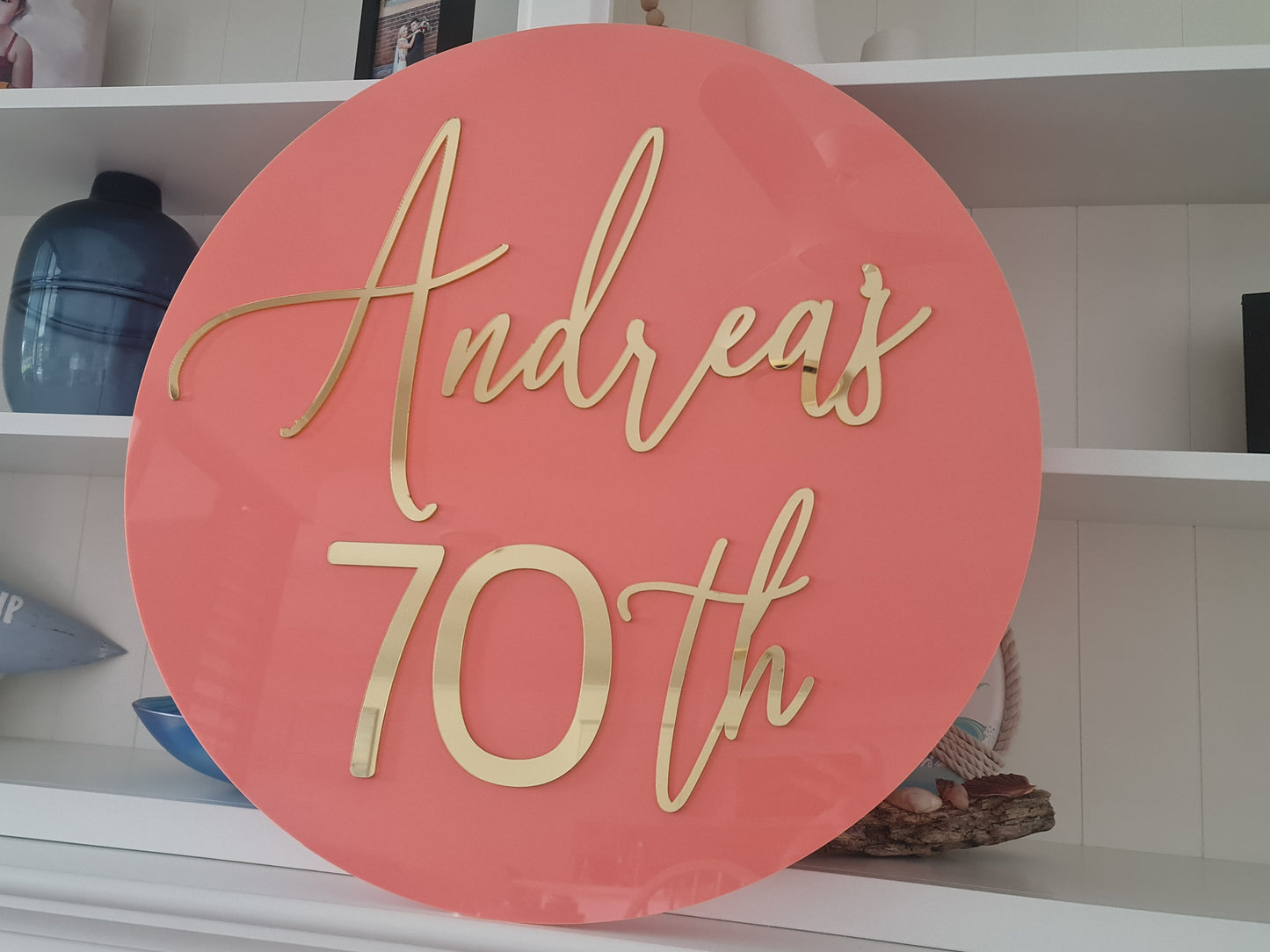 70th Birthday Round Sign – Stylish Personalised Event Decor