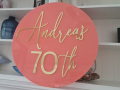 70th Birthday Round Sign – Stylish Personalised Event Decor